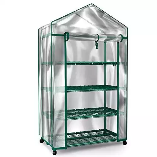 Home-Complete Mini Greenhouse with 4 Tiered Shelves