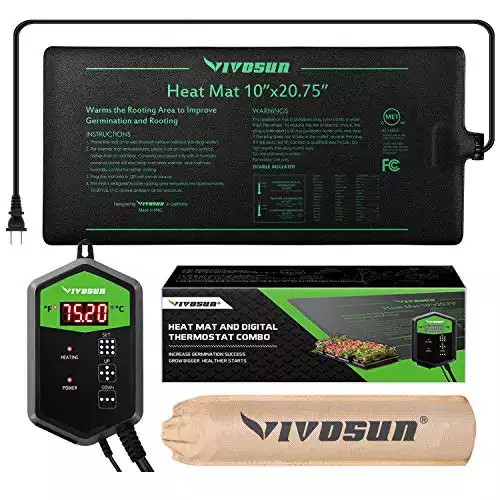VIVOSUN 10"x20.75" Seedling Heat Mat and Digital Thermostat Combo Set
