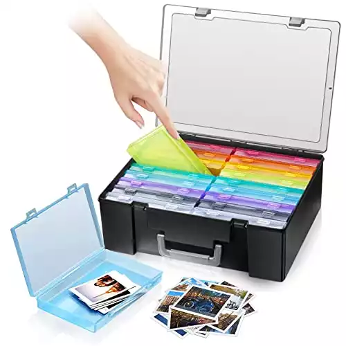 Photo Storage Box 4 x 6,Seed Storage Organizer with 18 Inner Cases