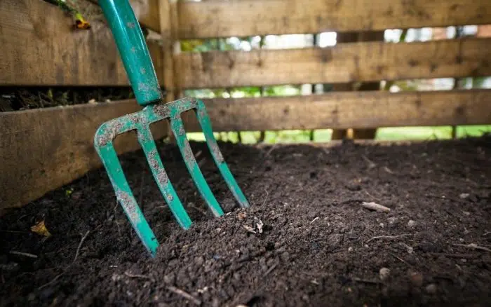 pitchfork to aerate compost